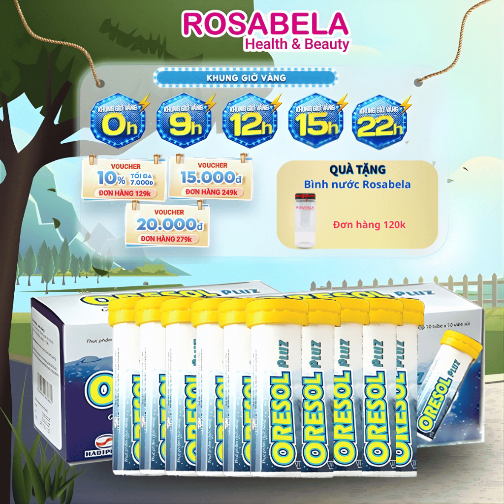 Combo 10 tuýp viên sủi Oresol Pluz, giúp cơ thể bù nước và điện giải, tăng cường sức đề kháng