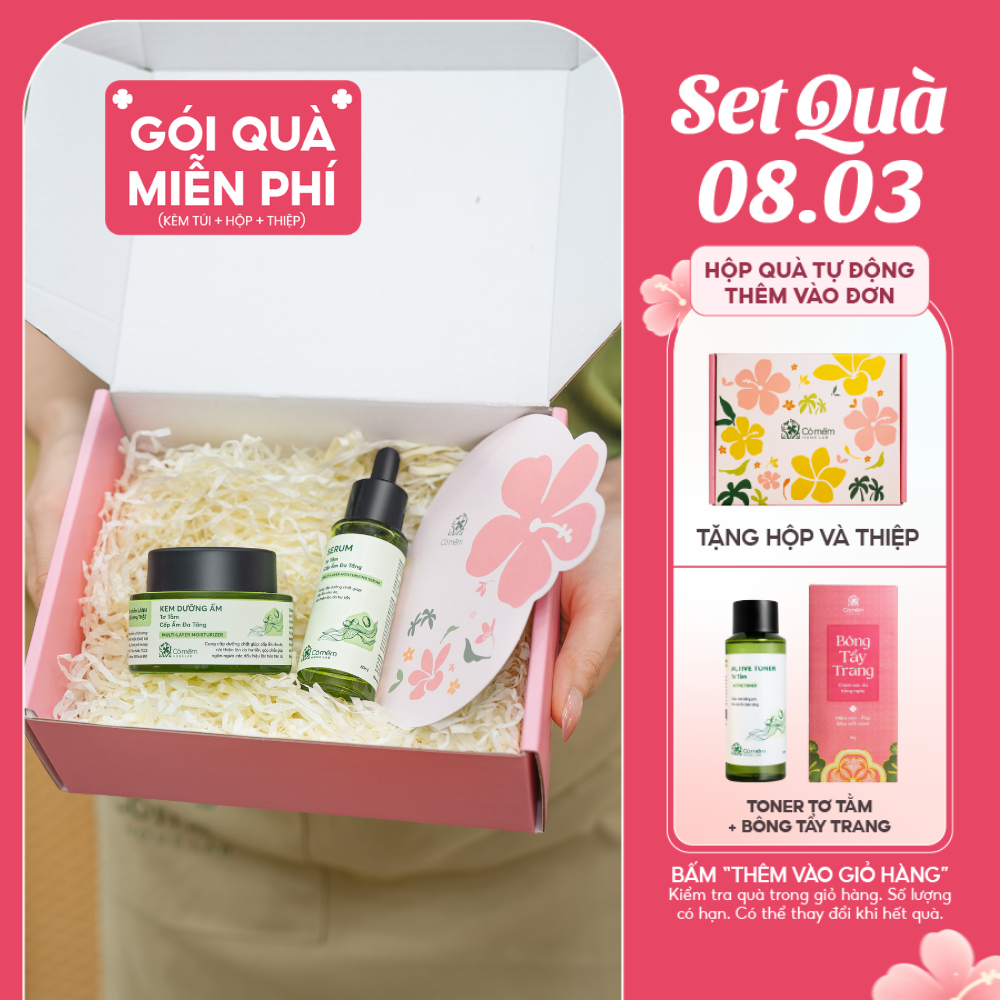 [Set Quà Tặng 8/3] Bộ Chăm Sóc Da Cấp Ẩm Serum Kem Dưỡng Tơ Tằm| Hộp Quà Tặng Mẹ, Ny, Cô Giáo