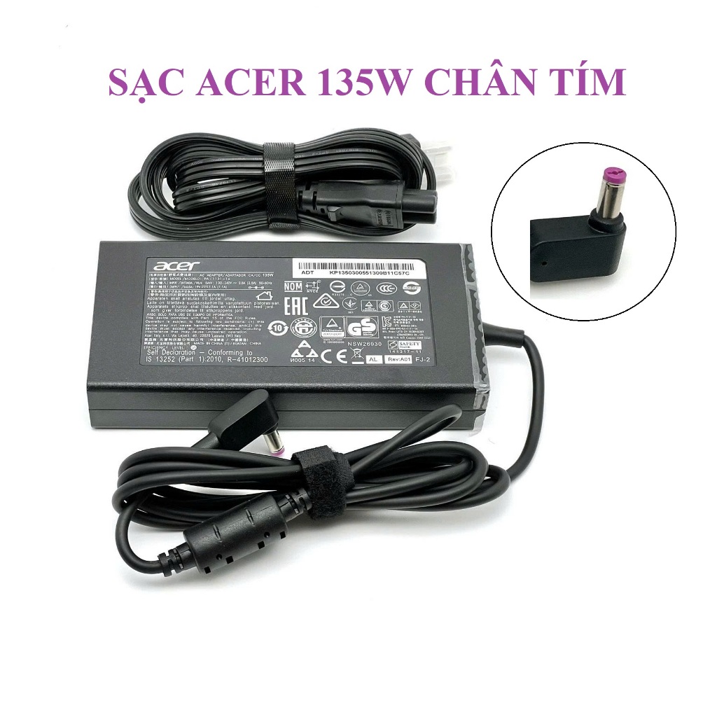 Sạc Cho Laptop Acer 135W Gaming Nitro 5 7 Aspire 7 A515 VX seri 19V 7.1A mới 100%