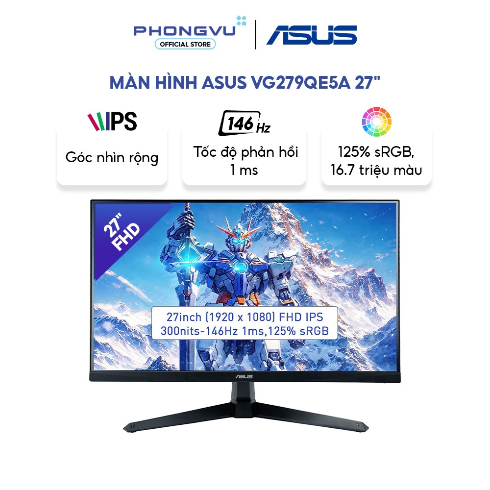 Màn hình Asus VG279QE5A 27" FHD IPS - 146Hz - 1ms - 125% sRGB - Adaptive Sync - Bảo hành 36 tháng