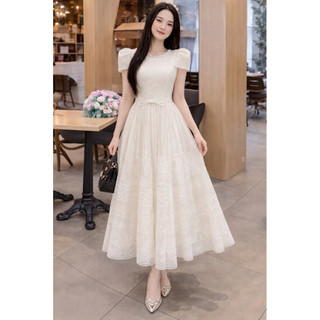 Đầm đen phối voan bèo tiểu thư Nb Fashion, Xưởng may Na Bùi
