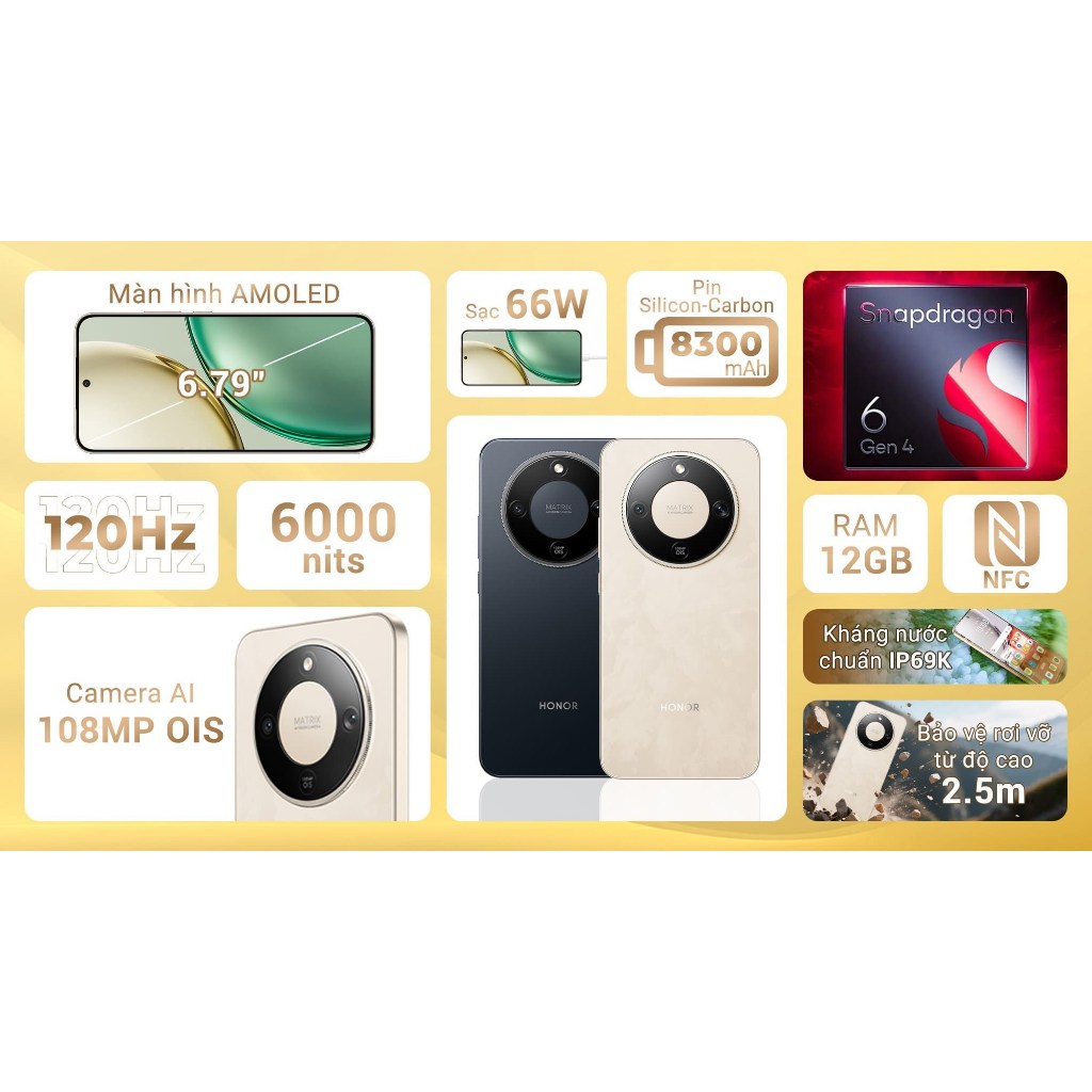Điện Thoại Honor X9d 5G RAM 8GB Bộ Nhớ 256GB Pin 8300mAh SiCarbon Snapdragon 6 Gen 4 Chính Hãng | BigBuy360 - bigbuy360.vn