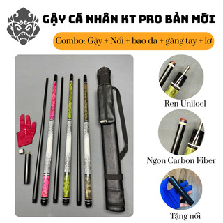 [DEAL MỞ BÁN] COMBO Cơ Bida KT PRO Carbon Fiber Phiên Bản Mới [Tặng Kèm Bao Da+Găng Tay+Lơ+ Nối]– Tẩy 13mm Ren Uniloc