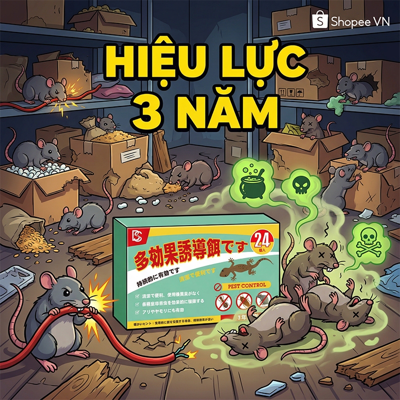 🐀Mồi diệt chuột🐀Viên đuổi chuột.Thuốc diệt chuột，Diệt chuột Đuổi chuột，1 hộp 24 viên，Chiết xuất từ t
