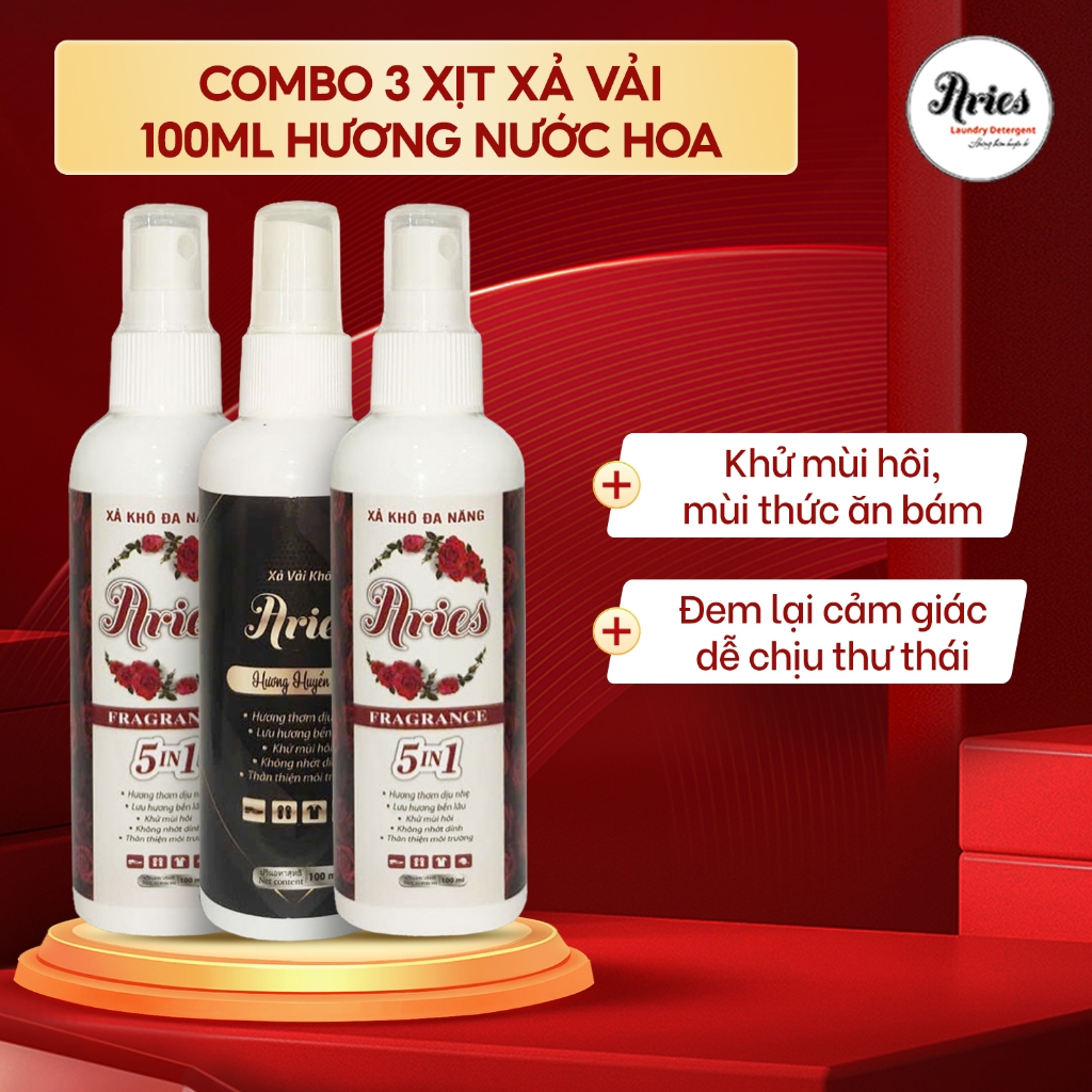 COMBO 3-10 Xịt Xả Vải Khô Cao Cấp Aries Khử Mùi Hiệu Quả, Hương Thơm Nước Hoa Pháp Lưu Hương bền Lâu