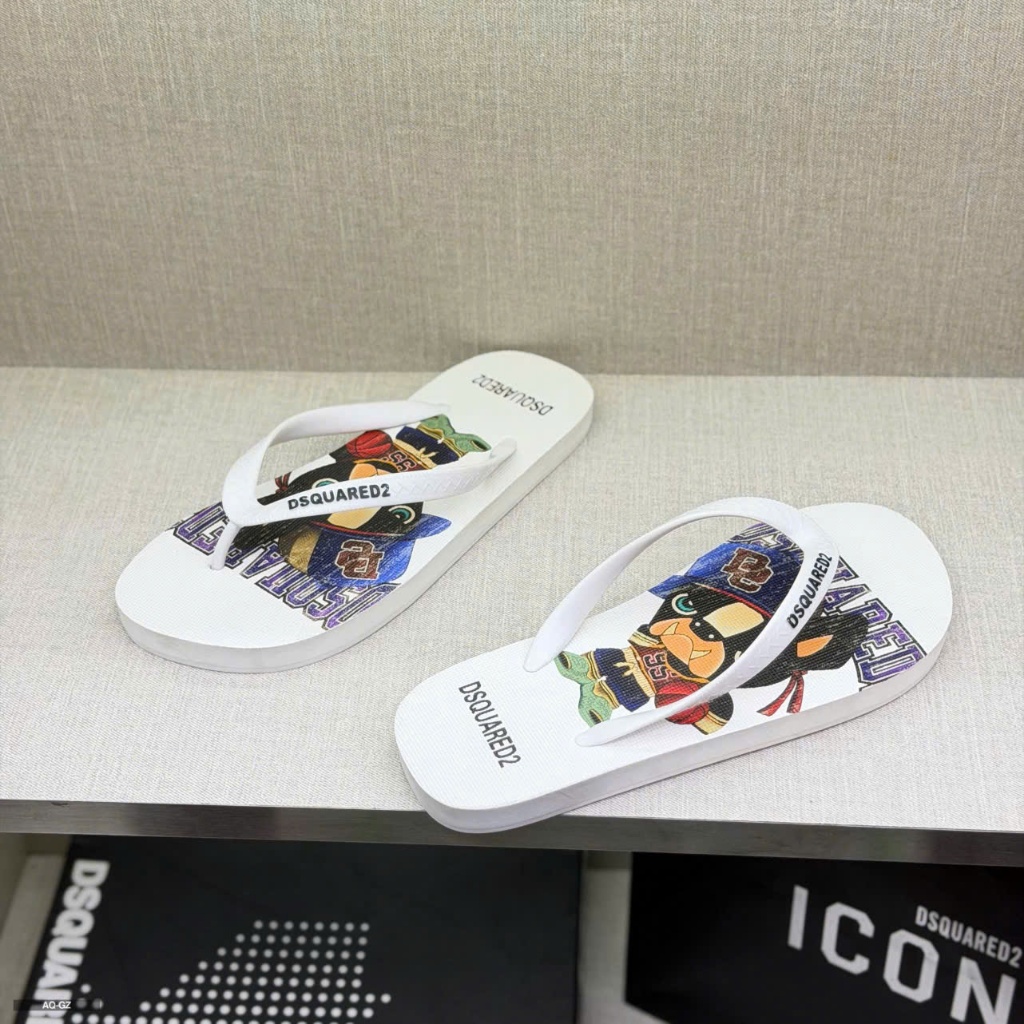 Dép Kẹp Dsquared2 Cartoon Graphic Trắng