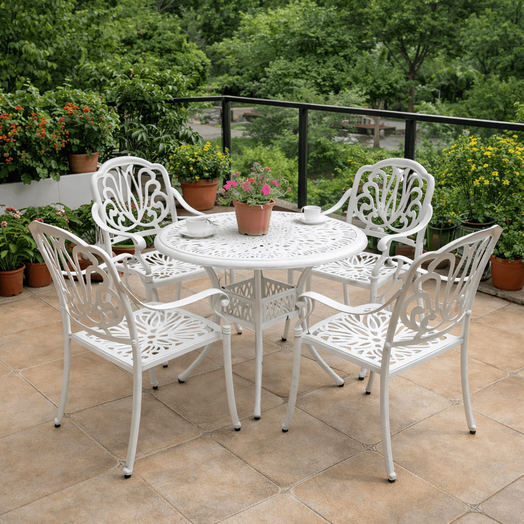 Bộ bàn ghế nhôm đúc SMARTHOMES mã D90-GHS, bàn 90cm, dùng ngoài trời