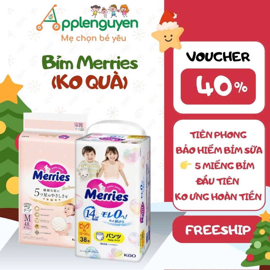 Bỉm Merries Nội Địa Nhật Dán/Quần đủ Size NB72/S60/M54/L50/XL44/XXL28 I Applenguyen94
