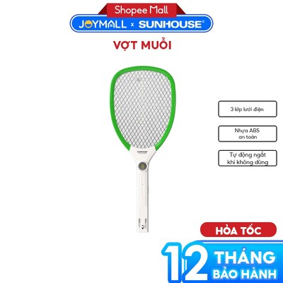 Vợt Muỗi Sunhouse SHE-EECVM13, Hàng Chính Hãng, 3 Lớp Lưới Điện, Tích Hợp Đèn Chiếu Sáng - JoyMall
