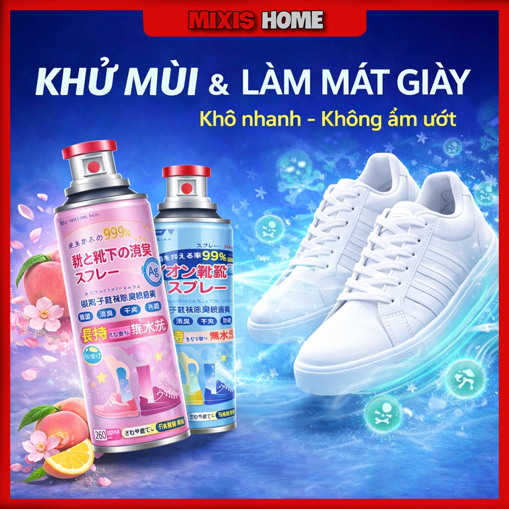 Bình Xịt Khử Mùi Hôi Chân Hôi Giày Nano Bạc Hạn Chế mồ Hôi Chân Kháng Khuẩn Mát Lạnh - GD108