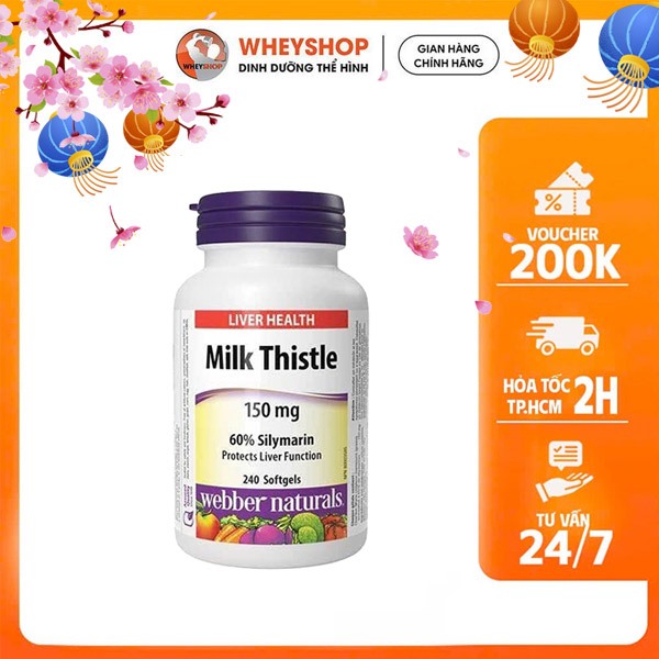 Viên uống hỗ trợ bổ gan Milk Thistle 150mg ( 240 viên ) - WHEYSHOP HCM