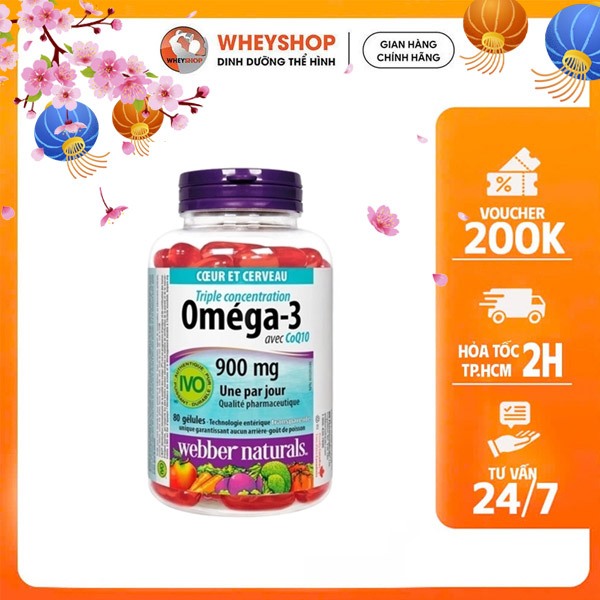 Viên uống bổ sung dầu cá Omega 3 Triple Strength With C0Q10 (80 viên) - WHEYSHOP HCM