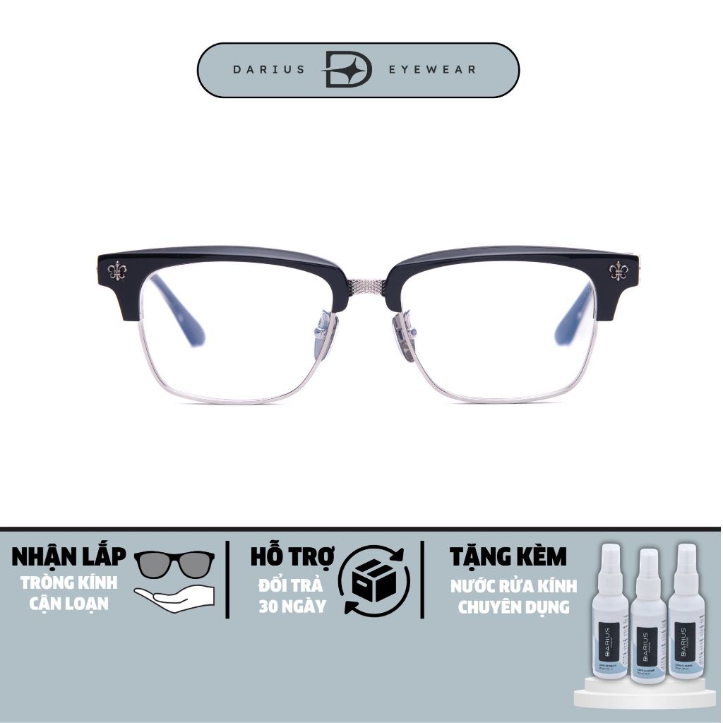 Gọng kính cận nam DARIUS CH8206 phong cách sang trọng thép titan chống han gỉ DCH90
