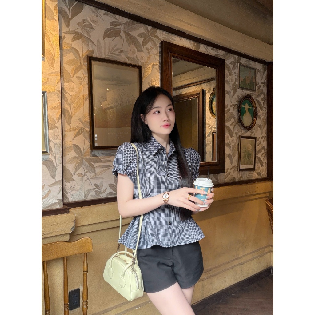 Áo sơ mi nữ thiết kế nhún eo trẻ trung xinh xắn LAMO - B1524 | BigBuy360 - bigbuy360.vn