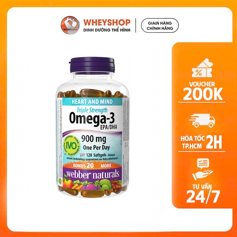 Viên uống bổ sung dầu cá - Omega 3 Triple Strength ( 120 viên ) - WHEYSHOP HCM