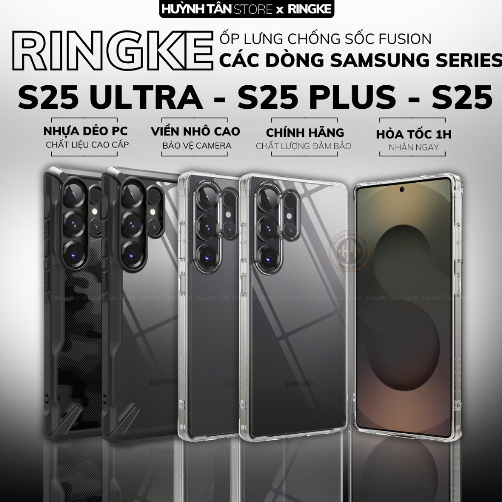 Ốp lưng điện thoại Samsung S25 Ultra S25 Plus S25 chống sốc Ringke Fusion X hãng Korea viền camera