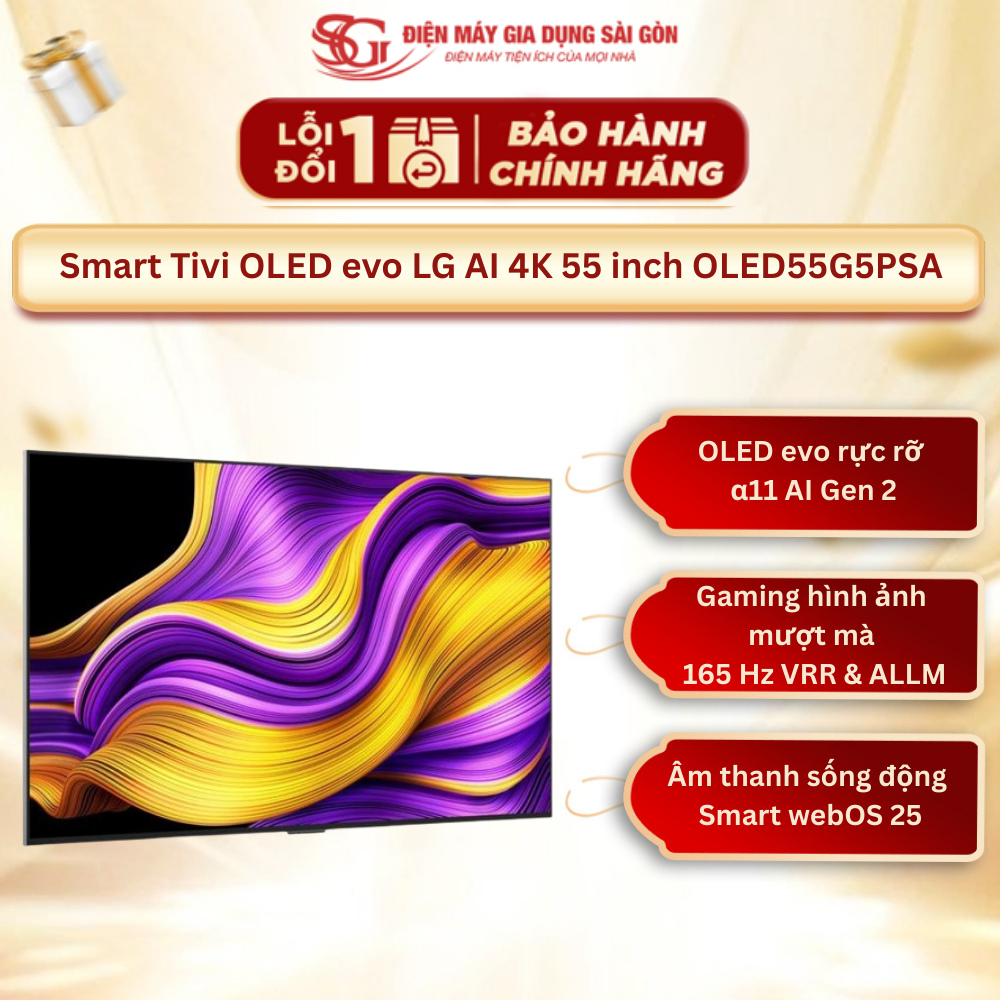 [Mới 2025] Smart Tivi OLED evo LG AI 4K 55 inch OLED55G5PSA