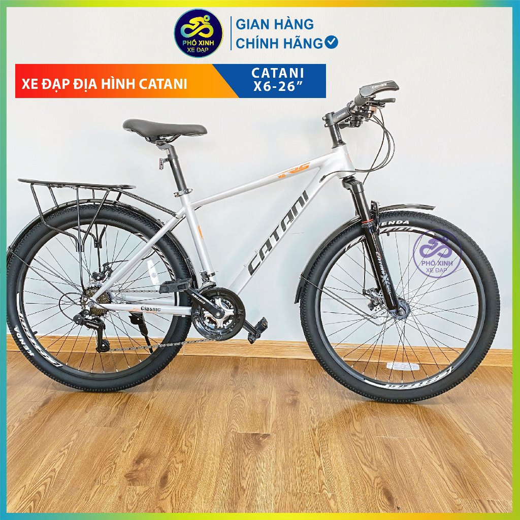XE ĐẠP MTB CATANI RS X6 CÓ BAGA SAU VÀ PHUỘC NHÚN