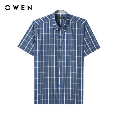 Owen - Áo sơ mi ngắn tay Body Fit AB255125NT màu Xanh tím than chất liệu Bamboo