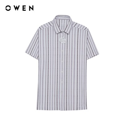 Owen - Áo sơ mi ngắn tay Body Fit AB256042N màu Be chất liệu Knit