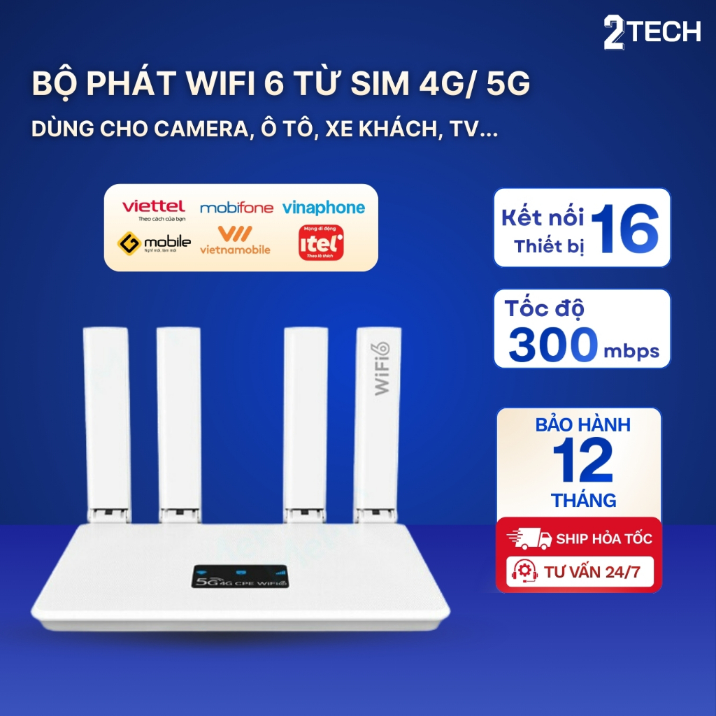 Bộ phát 4G/5G WIFI 6 Bộ Phát Wifi từ sim R611 CHUẨN Wifi 6 (BH 12 tháng 1 đổi 1)