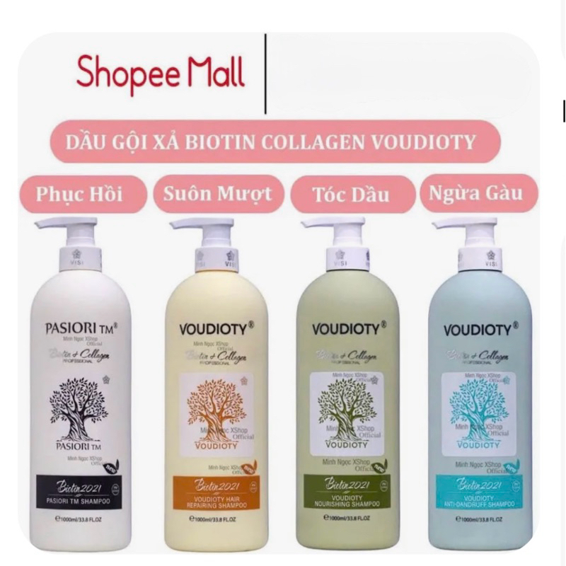 Dầu Gội Xả Biotin & Collagen Pasiori TM Voudioty Phục Hồi, Giảm Rụng tóc
