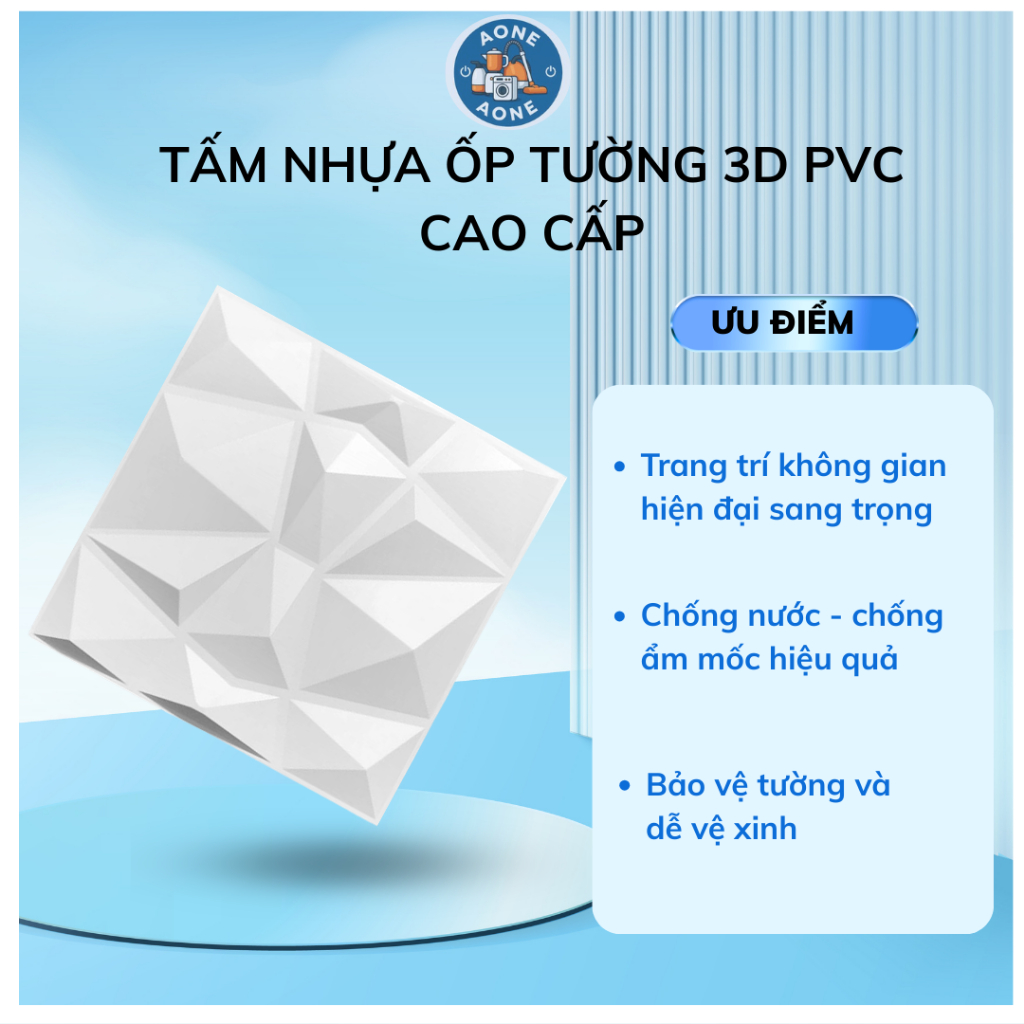 50*50cm Tấm Nhựa Ốp Tường 3D PVC Cao Cấp – Trang Trí Tường Phòng Khách, Quán Cafe, Showroom