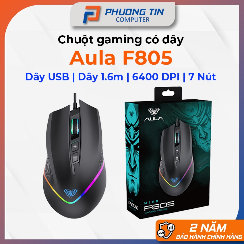 Chuột gaming có dây Aula F805 - Bảo hành 24 tháng chính hãng