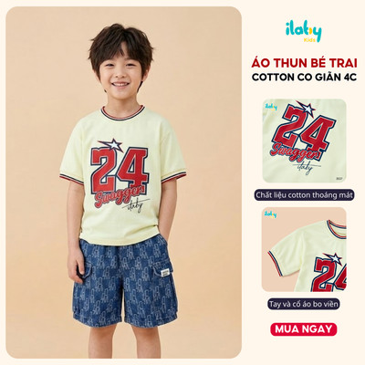 Áo thun bé trai ILABY áo phông bé trai chất liệu cotton co giãn 4 chiều co giãn size từ 9-40kg [3537]