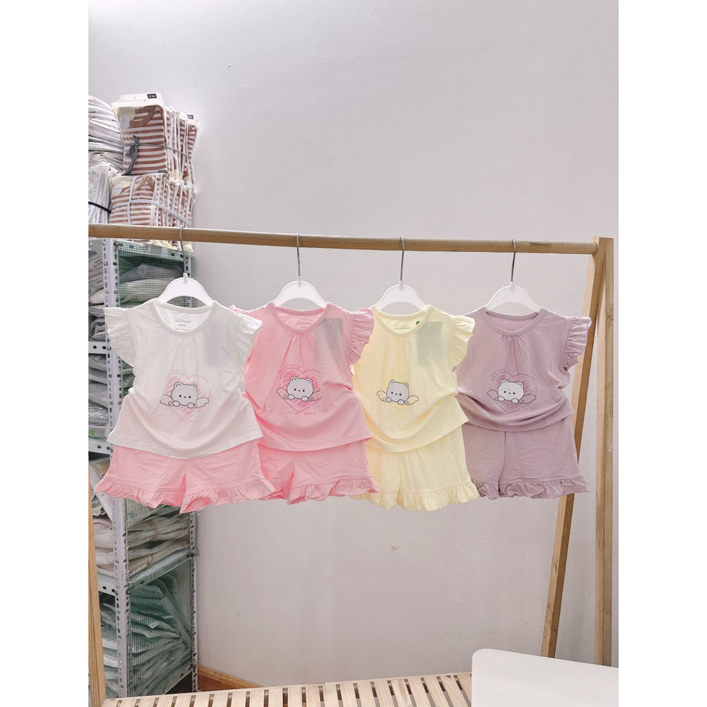 Bộ hè áo váy Aminaza cho bé gái chất bamboo mềm mát thoáng nhẹ