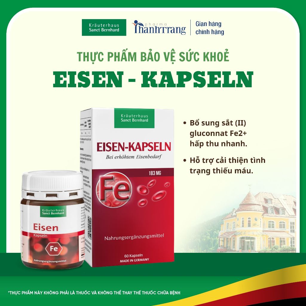 [SANCT BERNHARD] Viên uống bổ sung Sắt Eisen Kapseln không gây nóng 60 viên