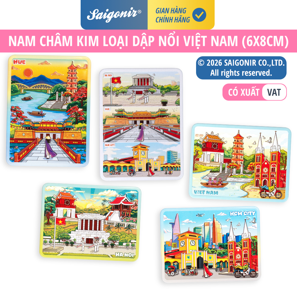 Nam châm tủ lạnh lưu niệm chất liệu thiếc in sắc nét có chi tiết dập nổi ấn tượng size 6x8cm hình ảnh Việt Nam