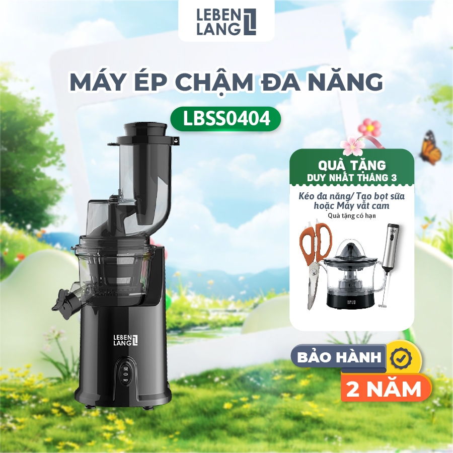 Máy ép chậm trái cây Lebenlang LBSS0404, dung tích 1000ml, công suất 200W, thương hiệu Đức, bảo hành 2 năm