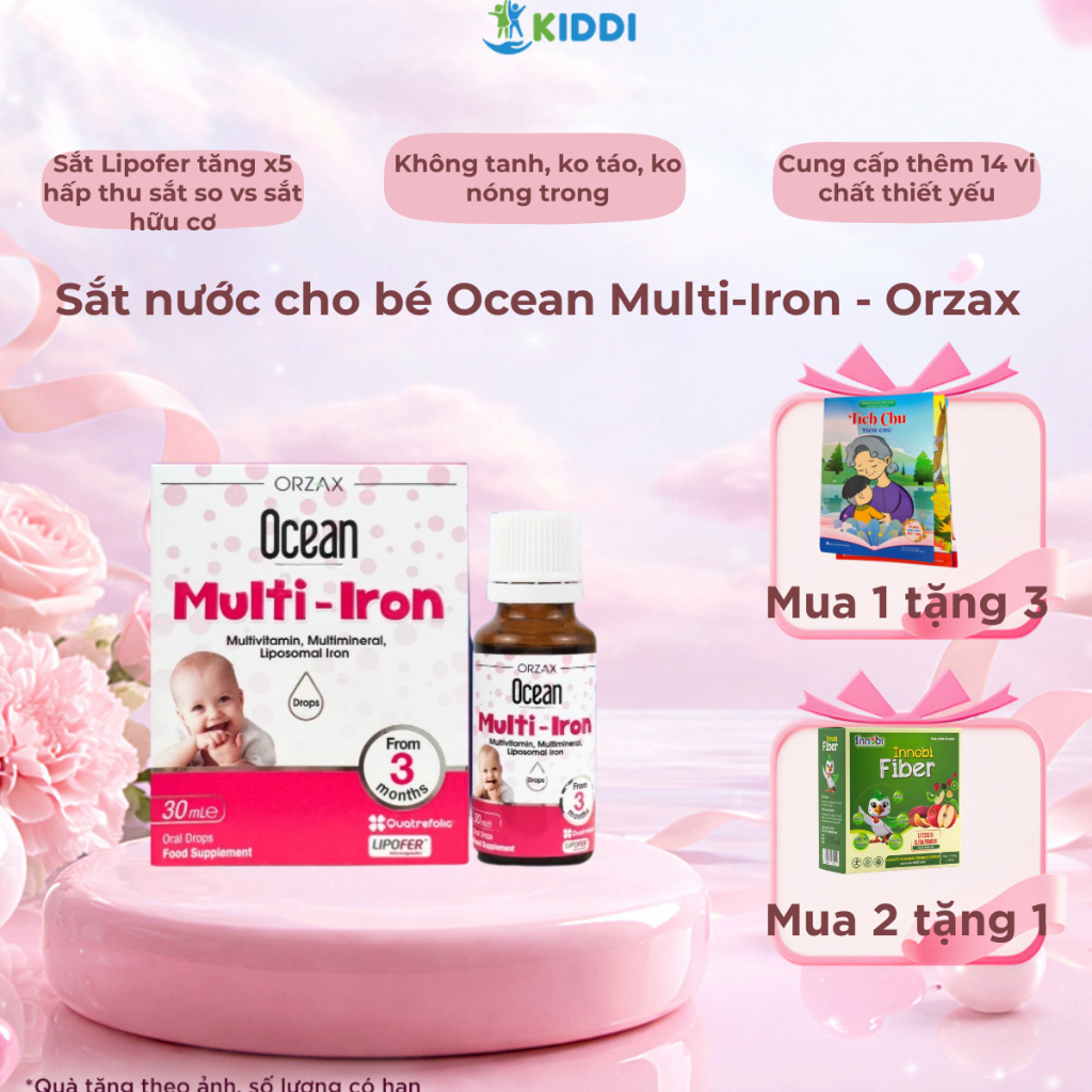 TPBVSK OCEAN MULTI - IRON Sắt Cho Bé Ocean Orzax Bổ Sung Sắt, Vitamin Cho Bé Không Tanh Không Táo Nh