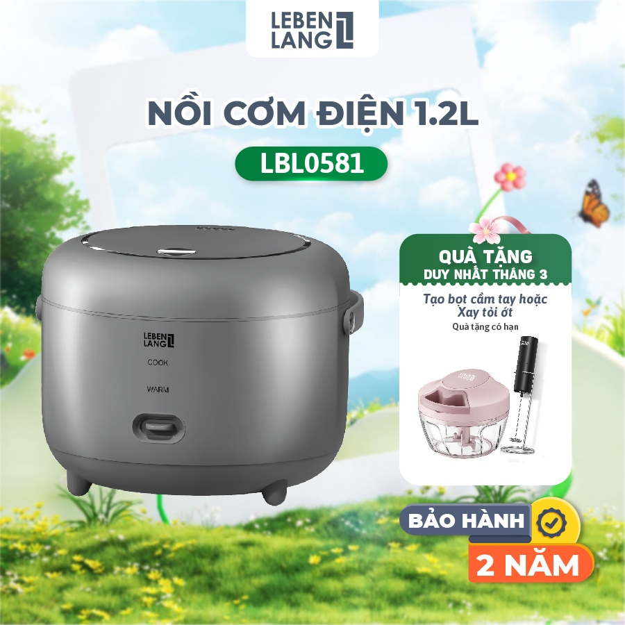 Nồi Cơm Điện Lebenlang LBL0581, Lòng nồi Inox 304, Dung tích 1.2L, Giữ Nhiệt 4h, Công Suất 350W