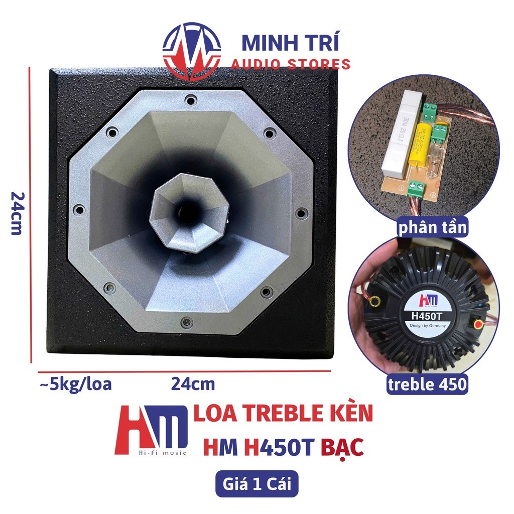 Loa Chép Kèn 450 450W Thùng Gỗ Cao Cấp (1 Cái) - Loa Siêu Treble Rời HM H450T Có Phân Tần Chống Cháy