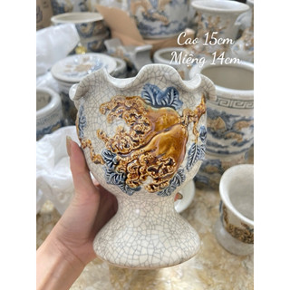 Ly để phật thủ dòng men rạn nổi Bát tràng