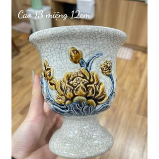 Ly để phật thủ dòng men rạn nổi Bát tràng