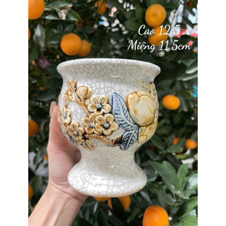 Ly để phật thủ dòng men rạn nổi Bát tràng
