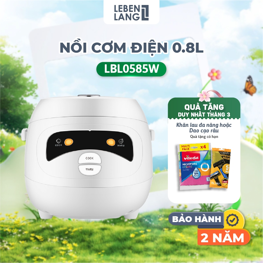 Nồi cơm điện Lebenlang LBL0585, dung tích 1 lít, công suất 350W, thiết kế đơn giản, bảo hành 2 năm -