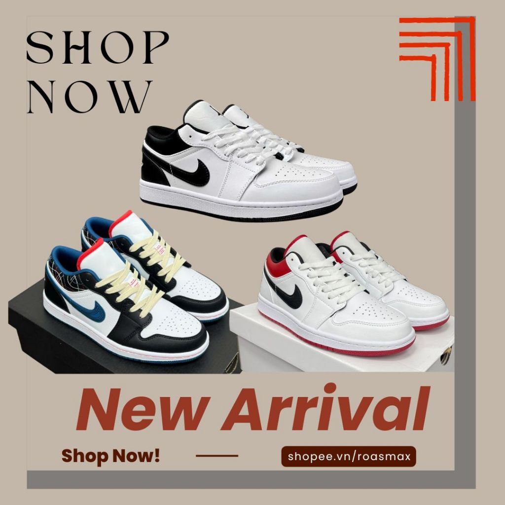 Giày Jor_Panda Sashiko Cổ Thấp Nam Nữ, Giày Sneaker Trắng Gót Đen Gót Đỏ Xanh Đen (TĂNG 1 SIZE)