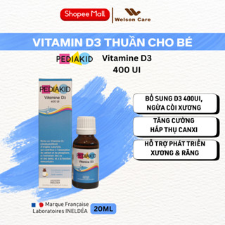 Vitamin D3 Thuần Pediakid Cho Trẻ Sơ Sinh Giúp Bé Ngủ Ngon, Tăng Hấp Thu Canxi, Ngừa Còi Xương (Hộp 20ml)