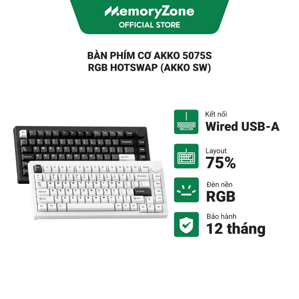 Bàn phím cơ AKKO 5075S RGB Hotswap (AKKO Sw) - Bảo hành 12 tháng chính hãng