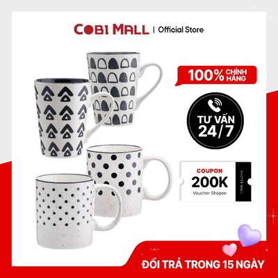 Ly Sứ Họa Tiết Đen Trắng Phong Cách Bắc Âu – Cốc Sứ Uống Cà Phê, Trà Sữa Cao Cấp