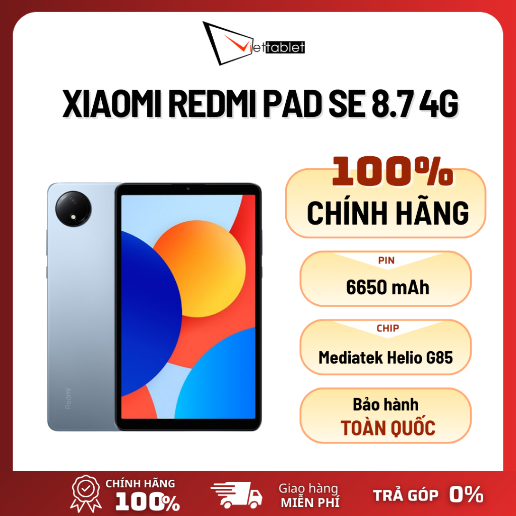 Xiaomi Redmi Pad SE 8.7 4G (4GB - 128GB) - Pin 6650mAh - Tablet Xiaomi Chính Hãng - Bảo Hành 18 Thán