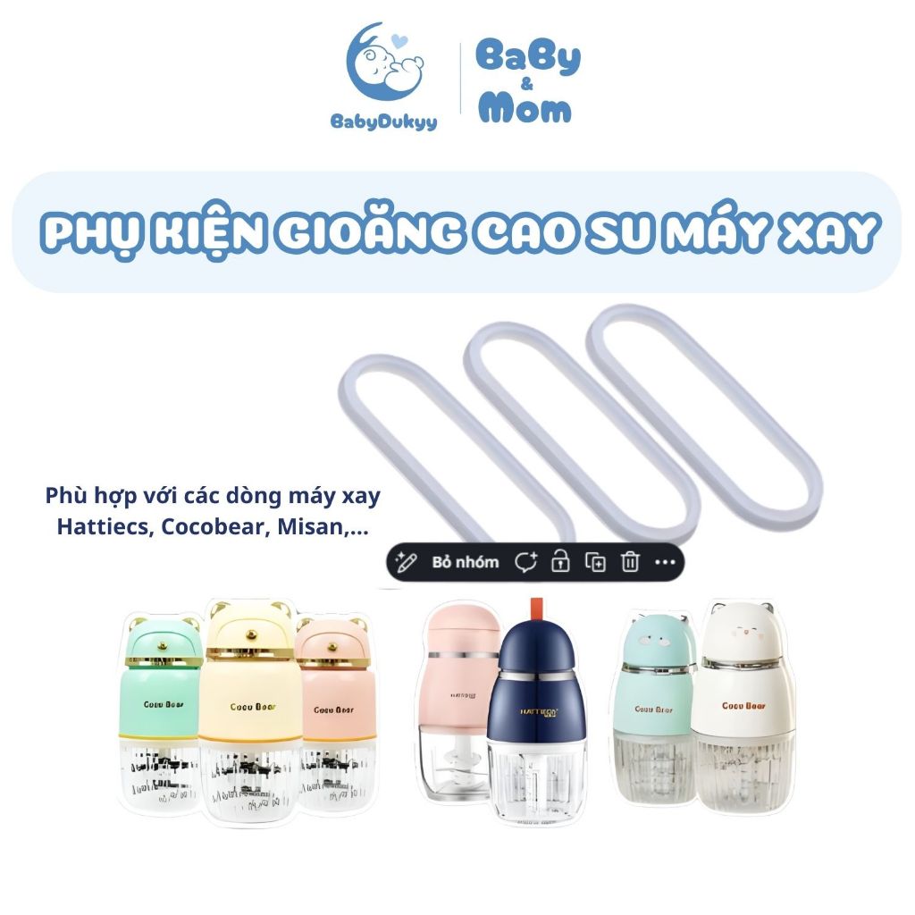 Gioăng Cao Su Nắp Đậy Máy Xay Dung Tích 0.3L  Cocobear, Misan, Babyboo, Hattices ...