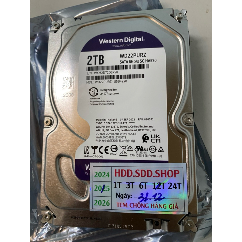 HDD WD 2TB tím mới chưa sử dụng