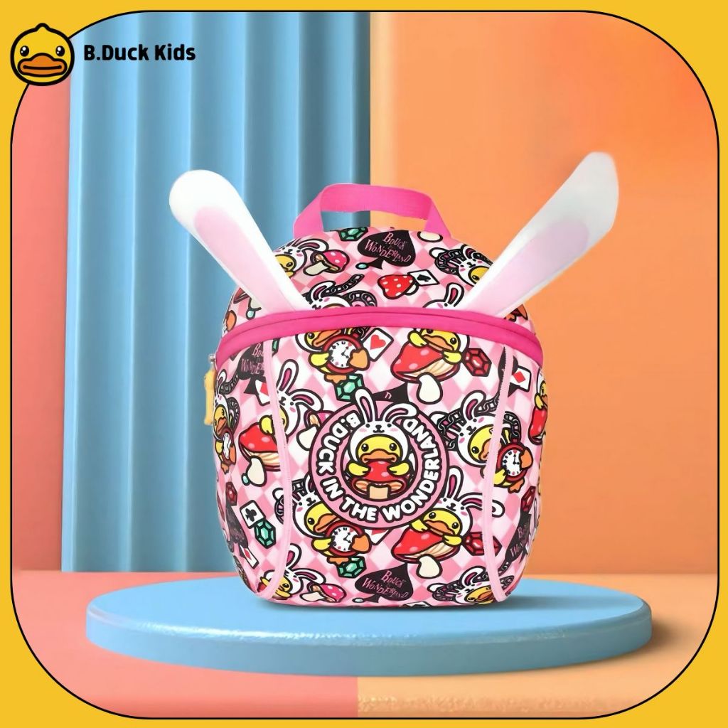 Balo Trẻ Em [B Duck-Chính Hãng] Họa Tiết Đáng Yêu Màu Hồng , Balo Siêu Nhẹ, Thoáng Khí, Balo nhỏ gọn