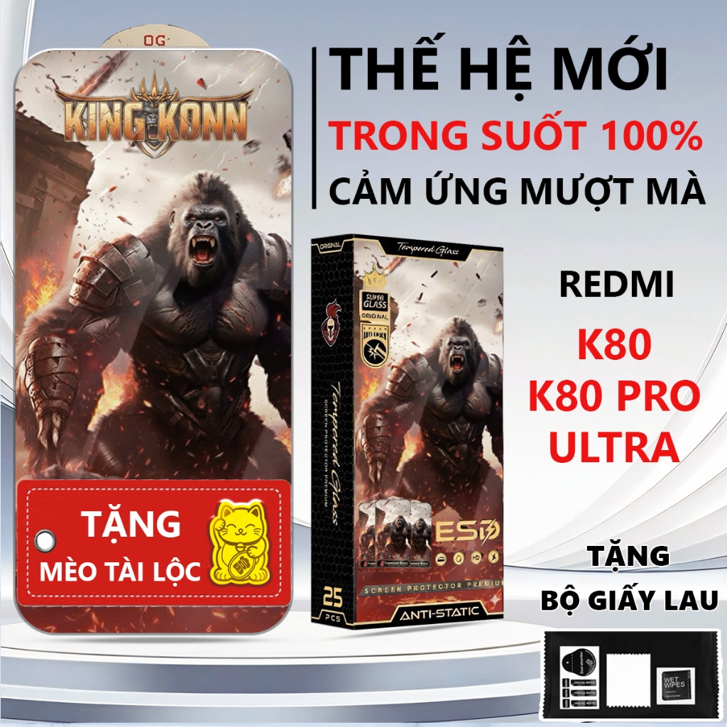 Kính cường lực chiến binh Redmi K80/ K80 PRO/ K80 ULTRA nano siêu mượt, hạn chế vân tay-Pancase