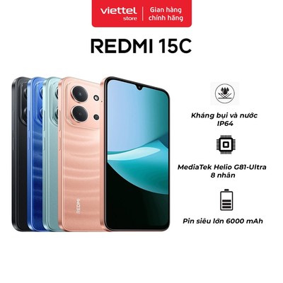 Điện thoại Xiaomi Redmi 15C 4GB 128GB Chính hãng | Pin Khủng 6000mAh | Màn Hình 6.9" Sống Động